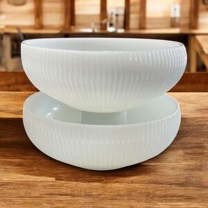 Milk glass ribbed bowl by E.O. Brody Co. set of 2.